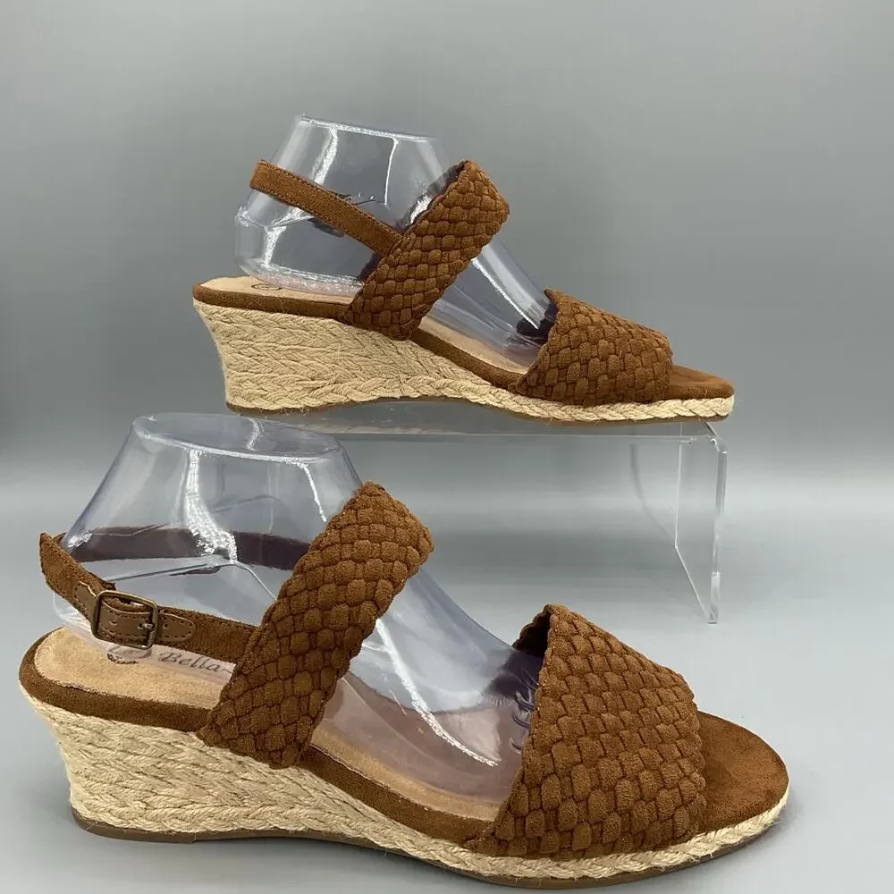 NEW Bella Vita Women’s Mariela Espadrille Wedge Sandals Brown Size 11W